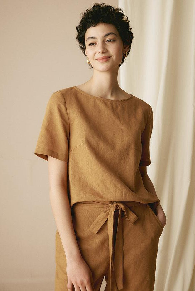 100% Linen Two-Piece Casual Tracksuit - SETS-Linen Sets