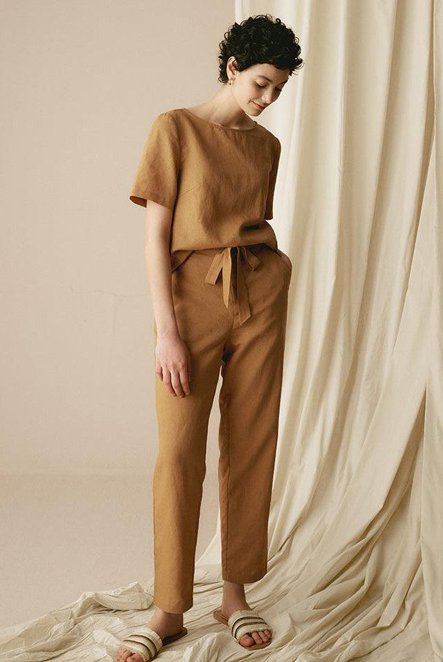 100% Linen Two-Piece Casual Tracksuit - SETS-Linen Sets