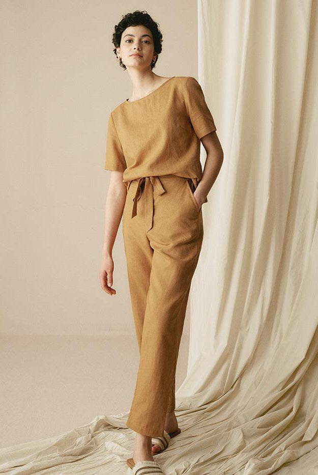 100% Linen Two-Piece Casual Tracksuit - SETS-Linen Sets