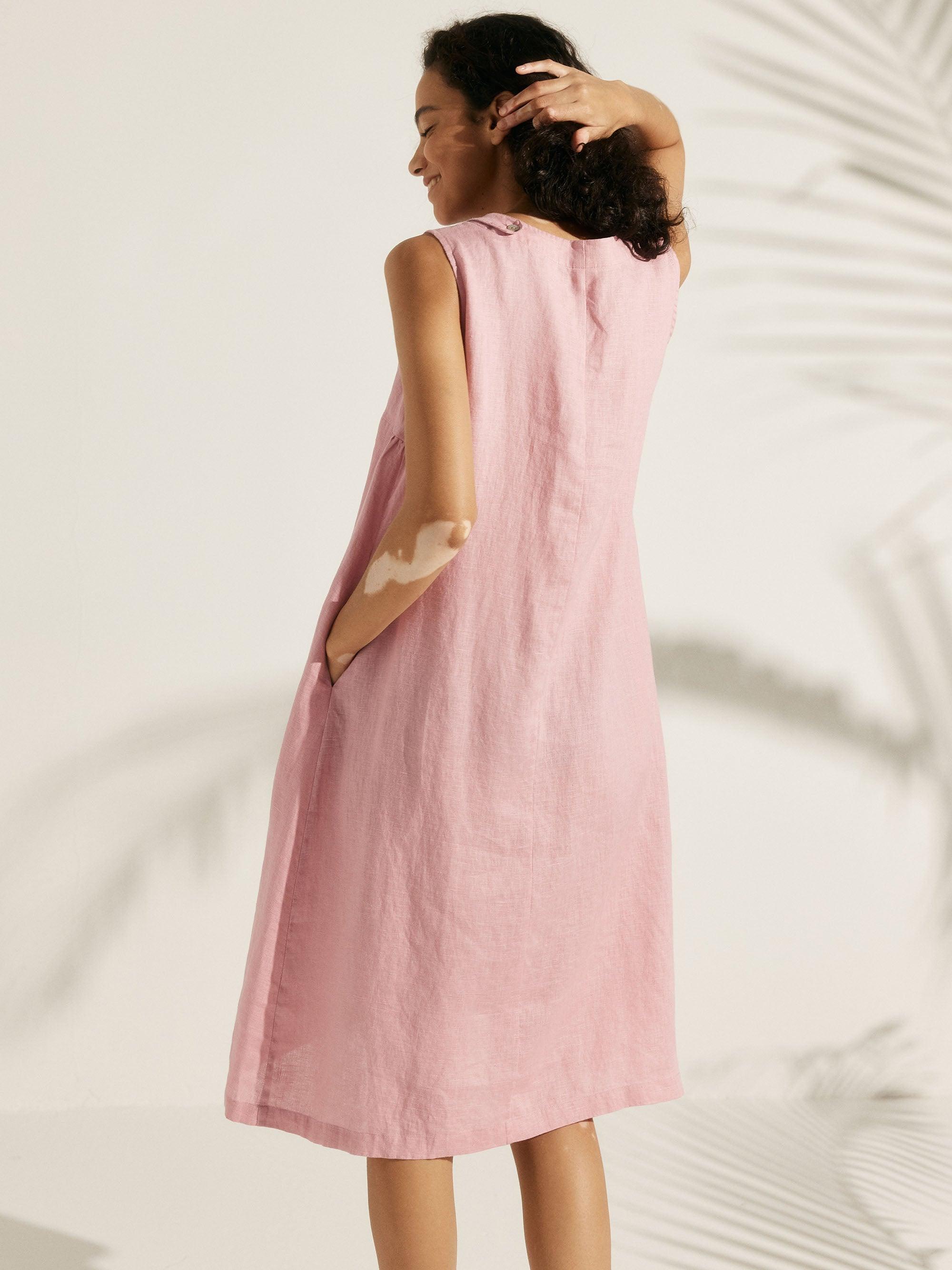 100% Linen Lightweight Sleeveless Dress SIENNA - DRESSES-Linen Midi