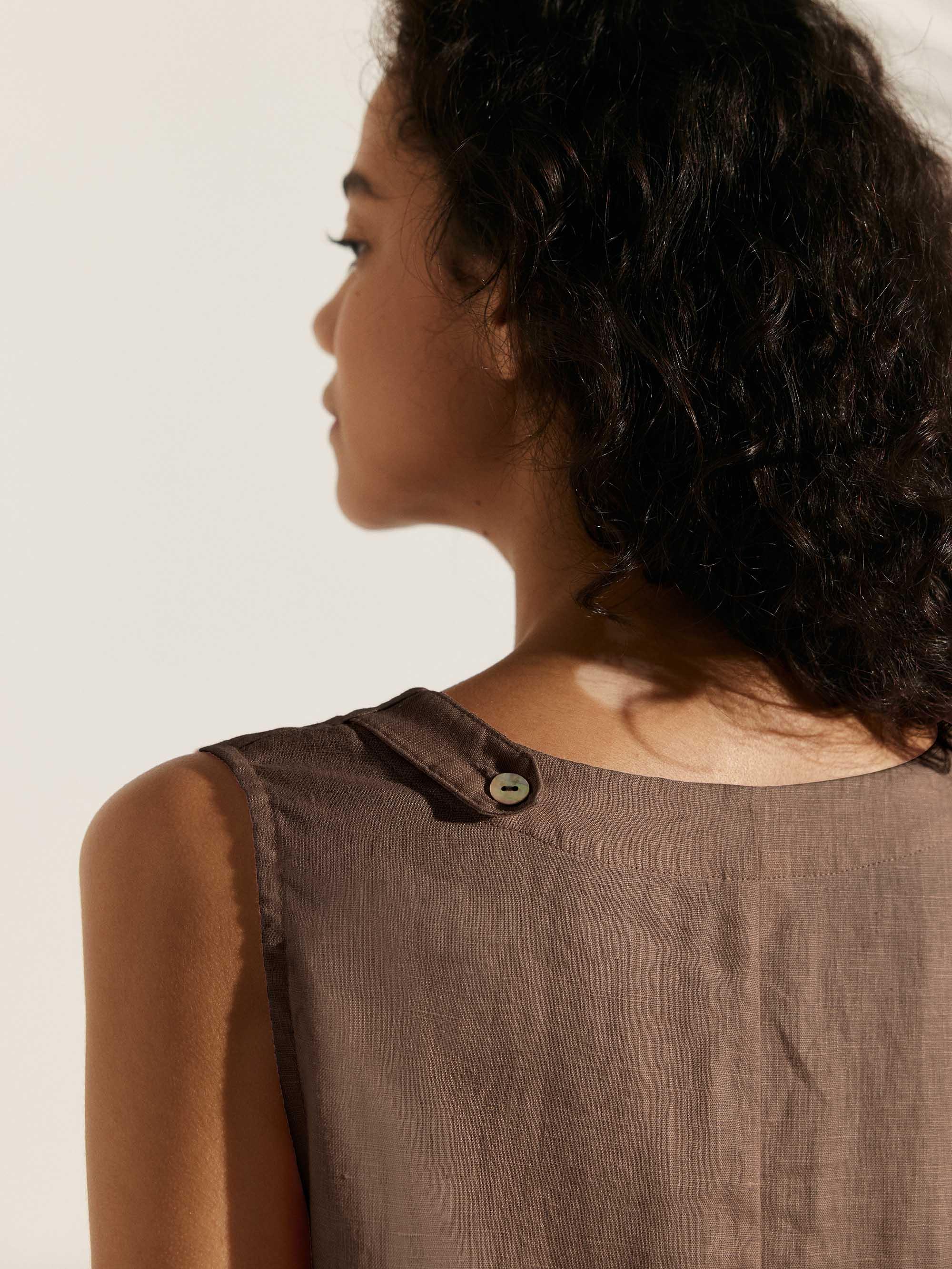 100% Linen Lightweight Sleeveless Dress SIENNA - DRESSES-Linen Midi