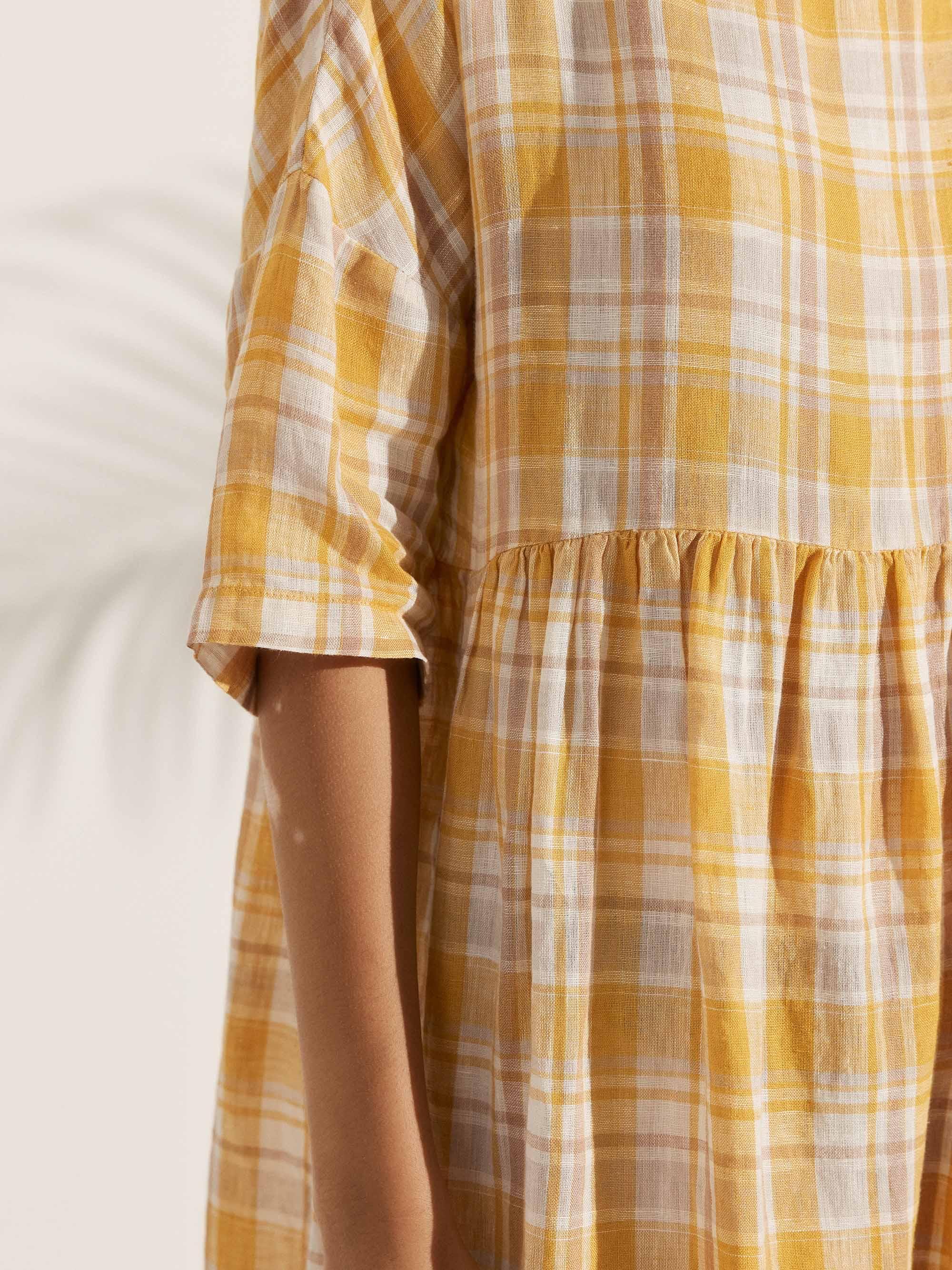 100% Linen A-Line Midi Dress VALENCIA - DRESSES-Linen