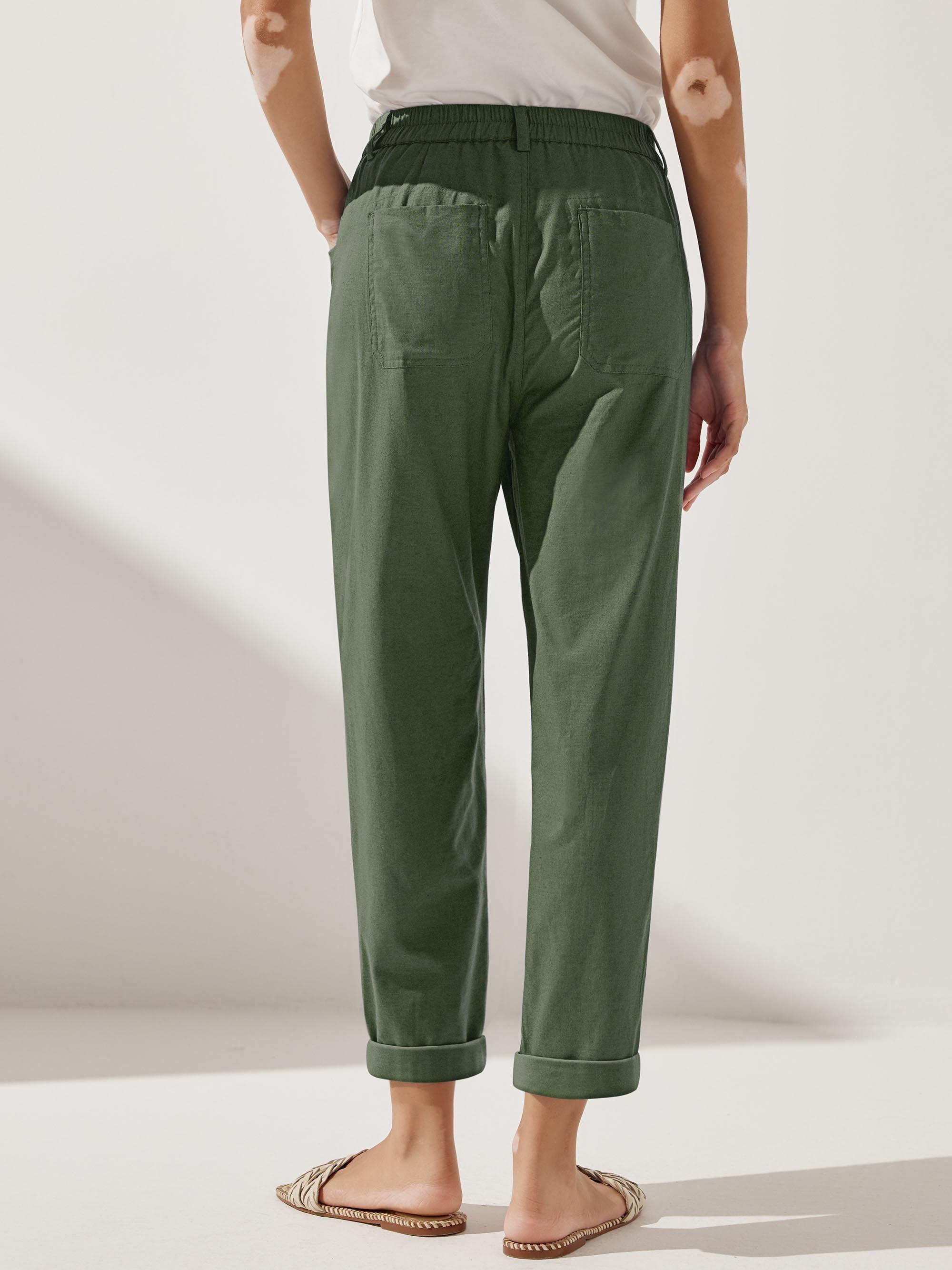 Linen Simple Button Fly Trousers HEIDI - BOTTOMS-Linen Pants
