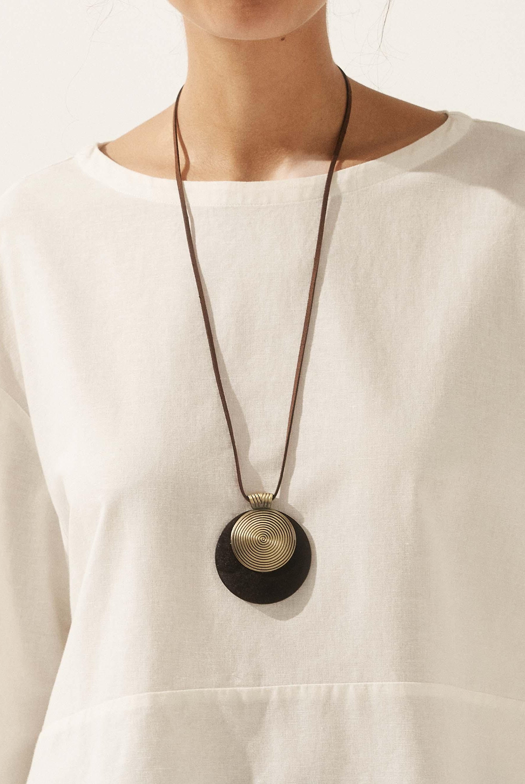 Vintage Wooden Rings Long Necklace - ACCESSORIES-Jewelry