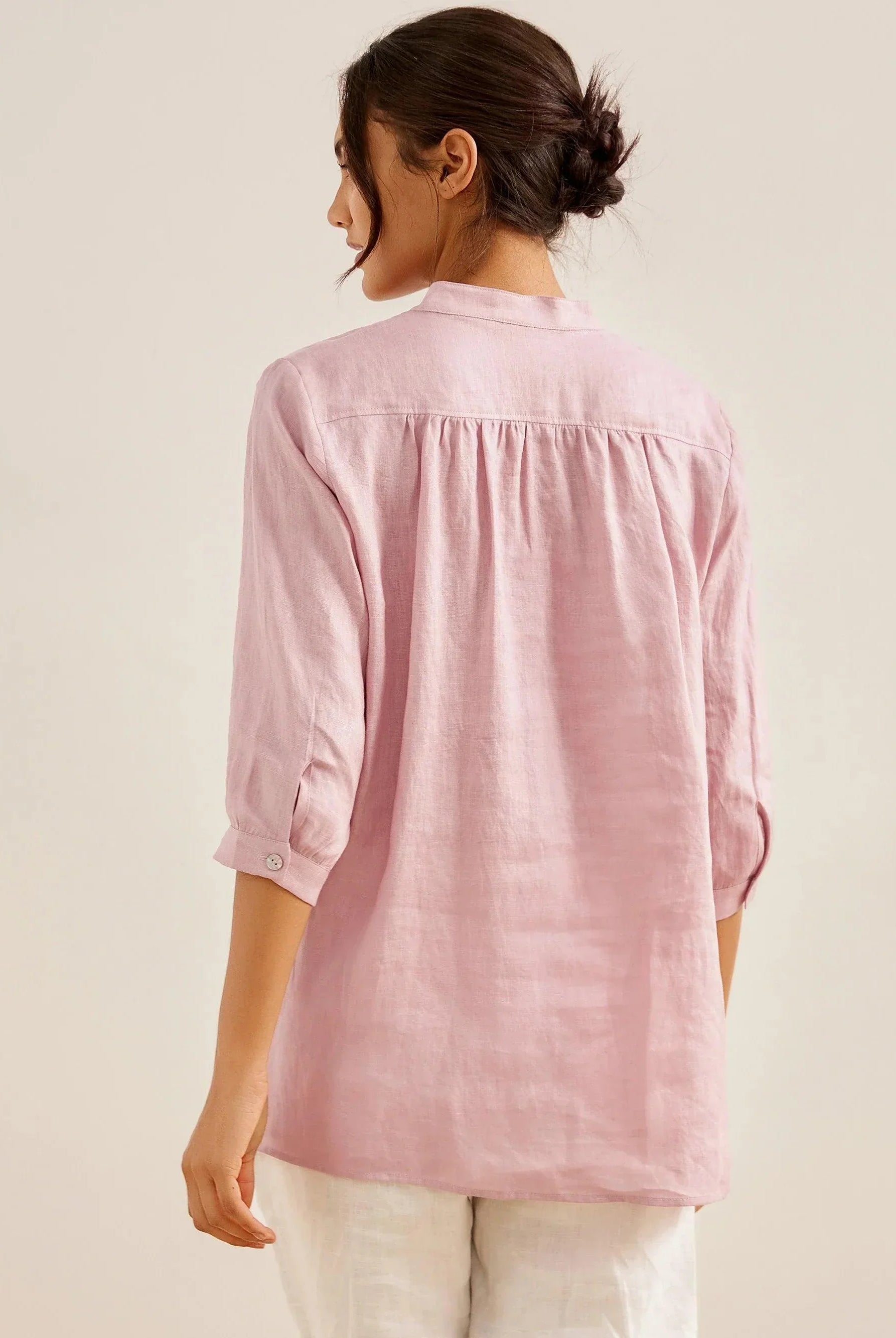 100% Linen Dress Shirt JOANNA - TOPS-Linen Blouses