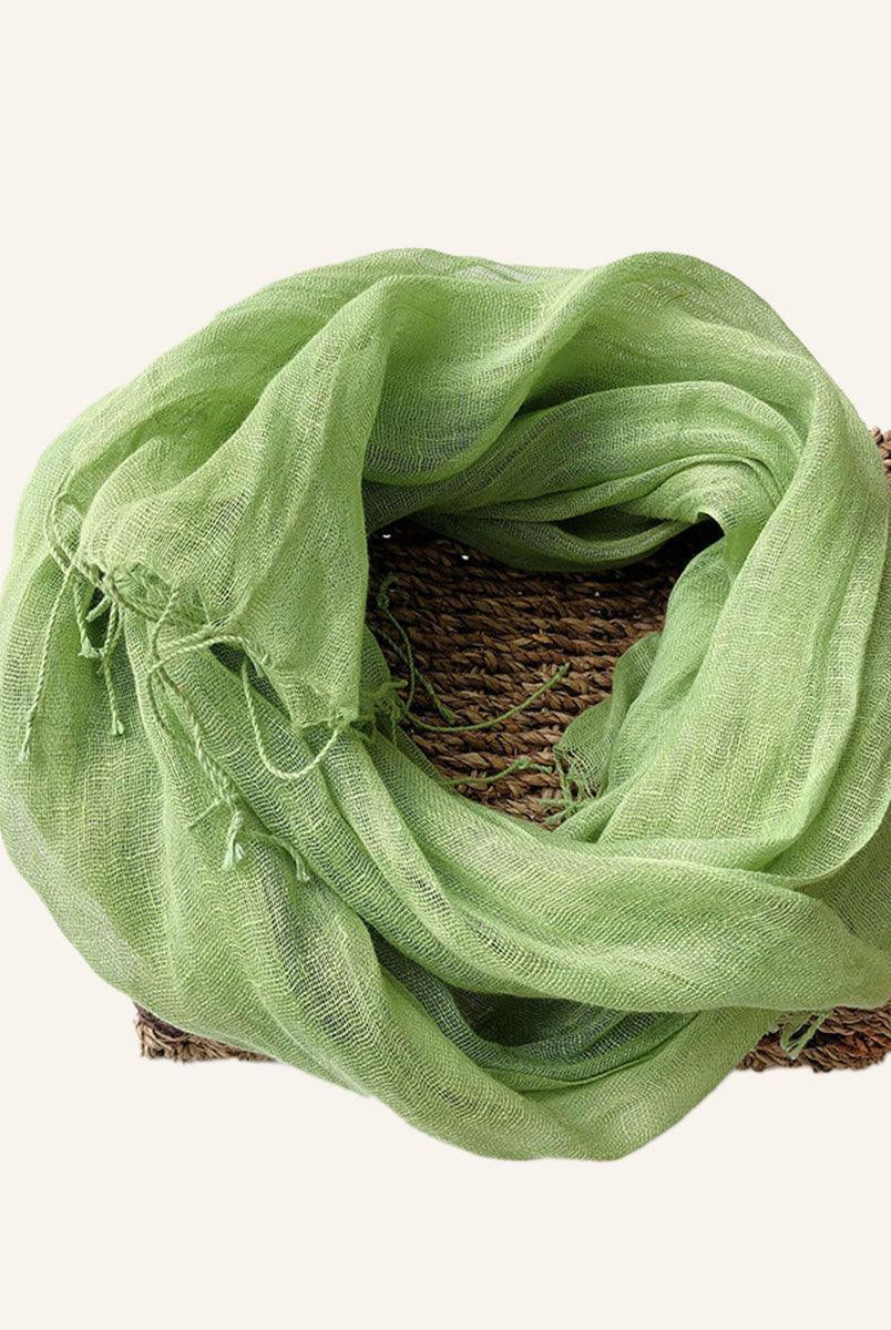 100% Linen Lightweight Solid Color Scarf BIANCA - Fresh Green / One-Size - ACCESSORIES-Scarf