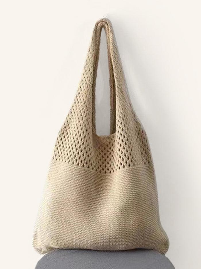 Knit Shoulder Tote - Beige / One-Size - ACCESSORIES-Bag