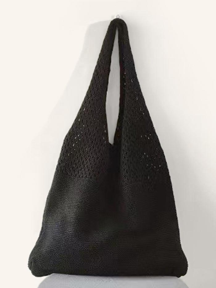 Knit Shoulder Tote - Black / One-Size - ACCESSORIES-Bag