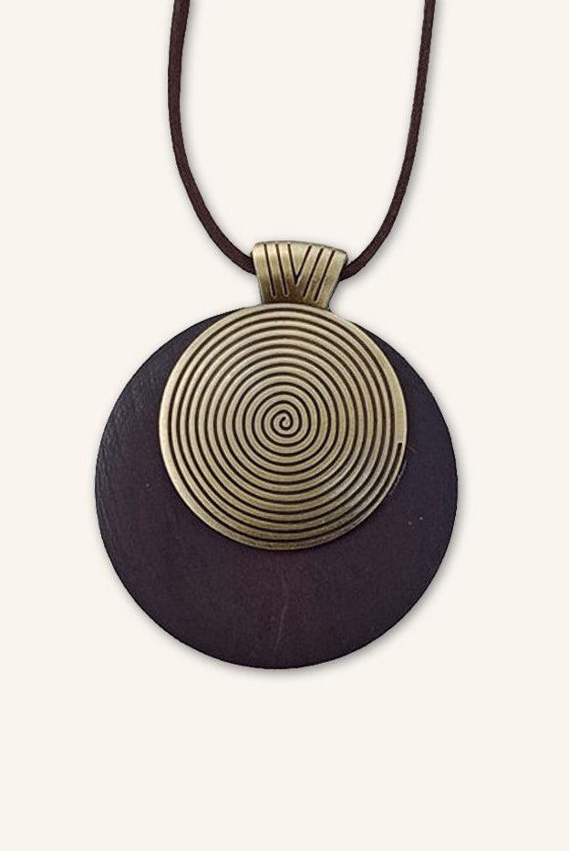 Vintage Wooden Rings Long Necklace - ACCESSORIES-Jewelry
