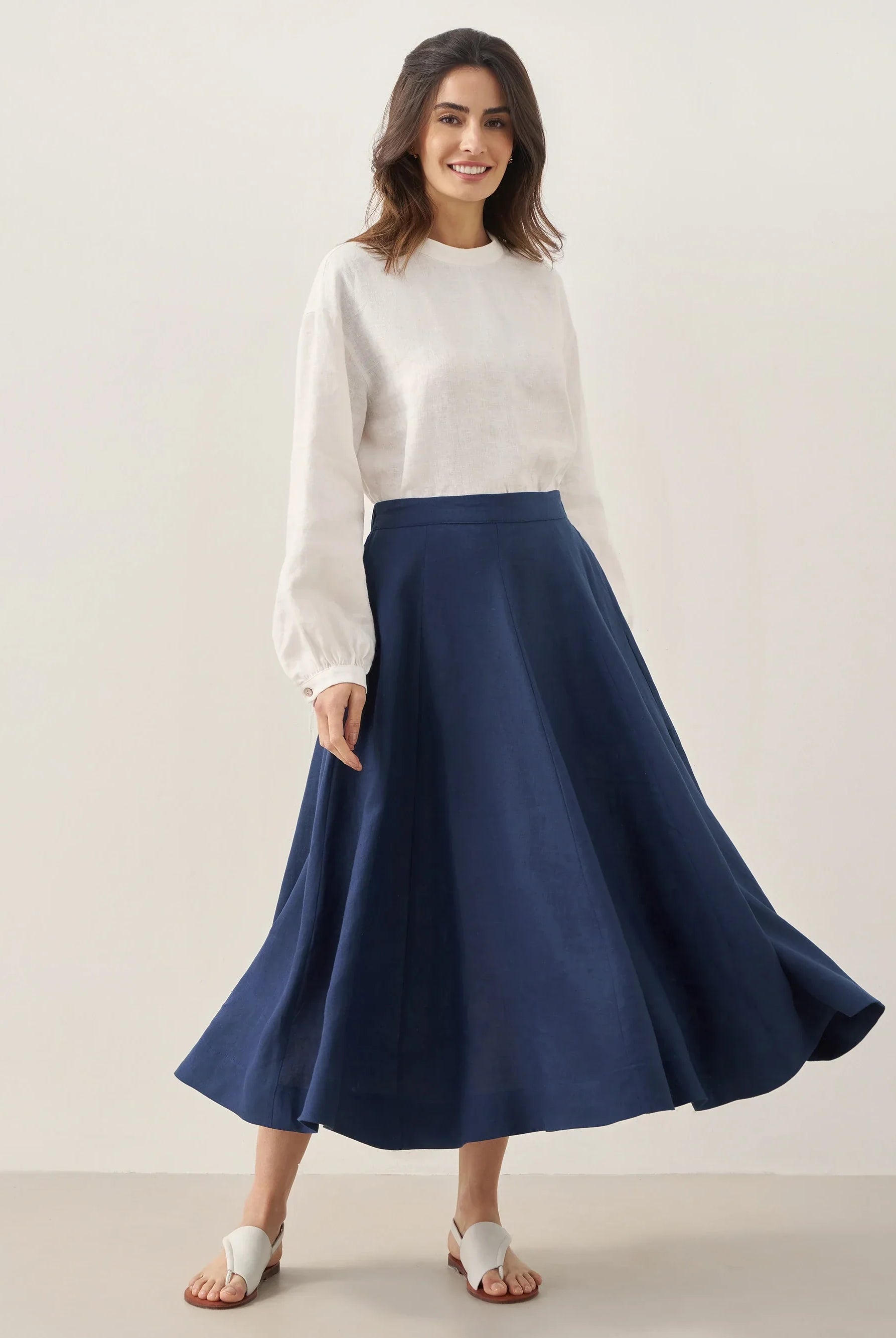 100% Linen A-Line Skirt JEMMA - BOTTOMS-Linen Skirts