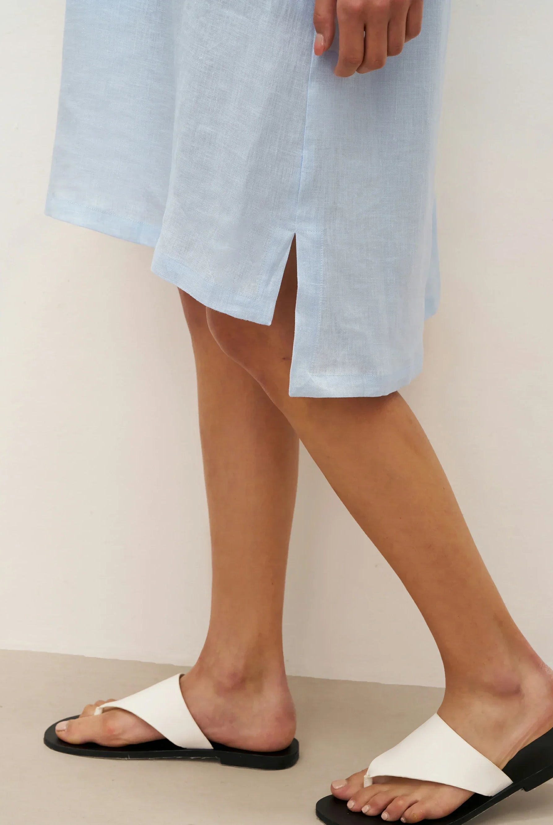 100% Linen V-Neck Pullover Shirt Dress JADEN - DRESSES-Linen Mini