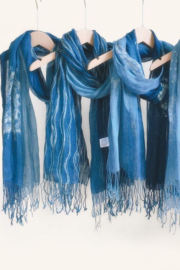 Artisanal 100% Linen Wax-Dyed Scarf - ACCESSORIES-Scarf
