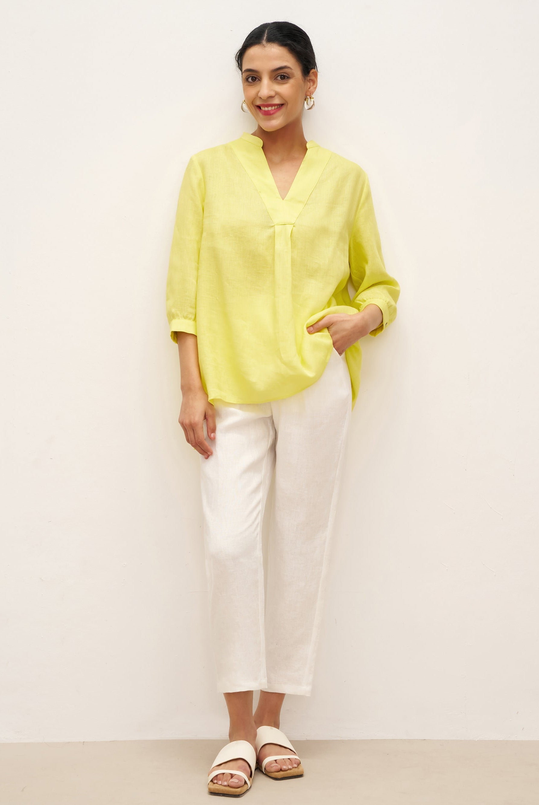 100% Linen Dress Shirt JOANNA - TOPS-Linen Blouses