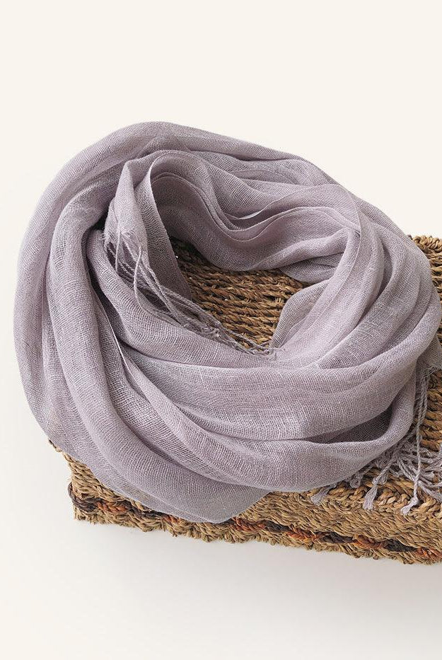 100% Linen Lightweight Solid Color Scarf BIANCA - Lilac / One-Size - ACCESSORIES-Scarf