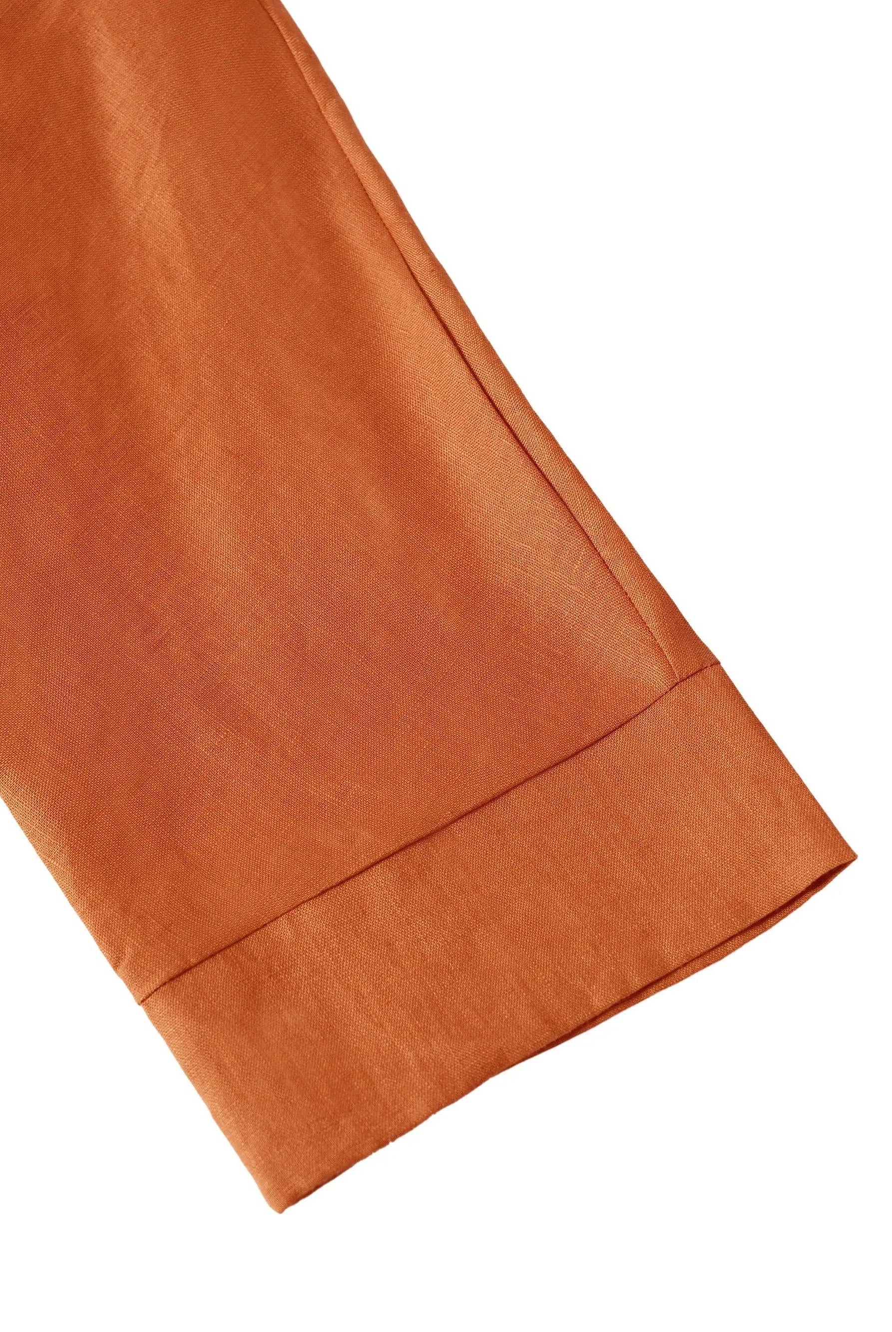 100% Linen Dropped Collar Long-Sleeve Top TRISTAN - TOPS-Linen Blouses