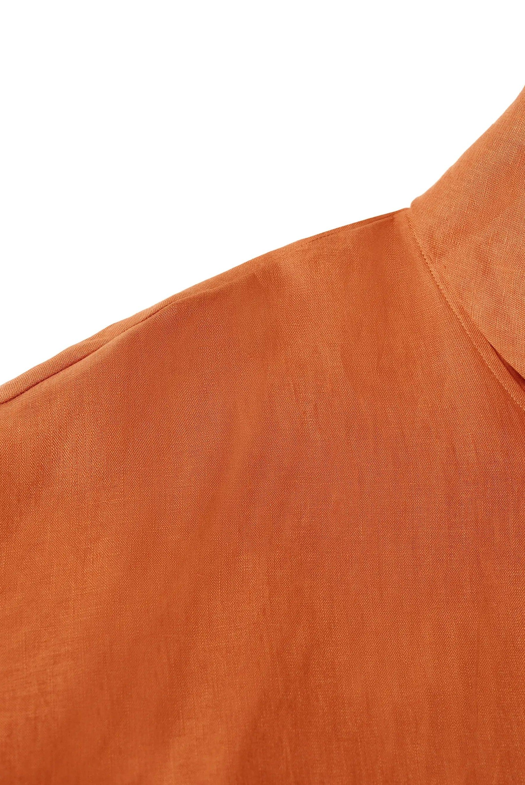 100% Linen Dropped Collar Long-Sleeve Top TRISTAN - TOPS-Linen Blouses