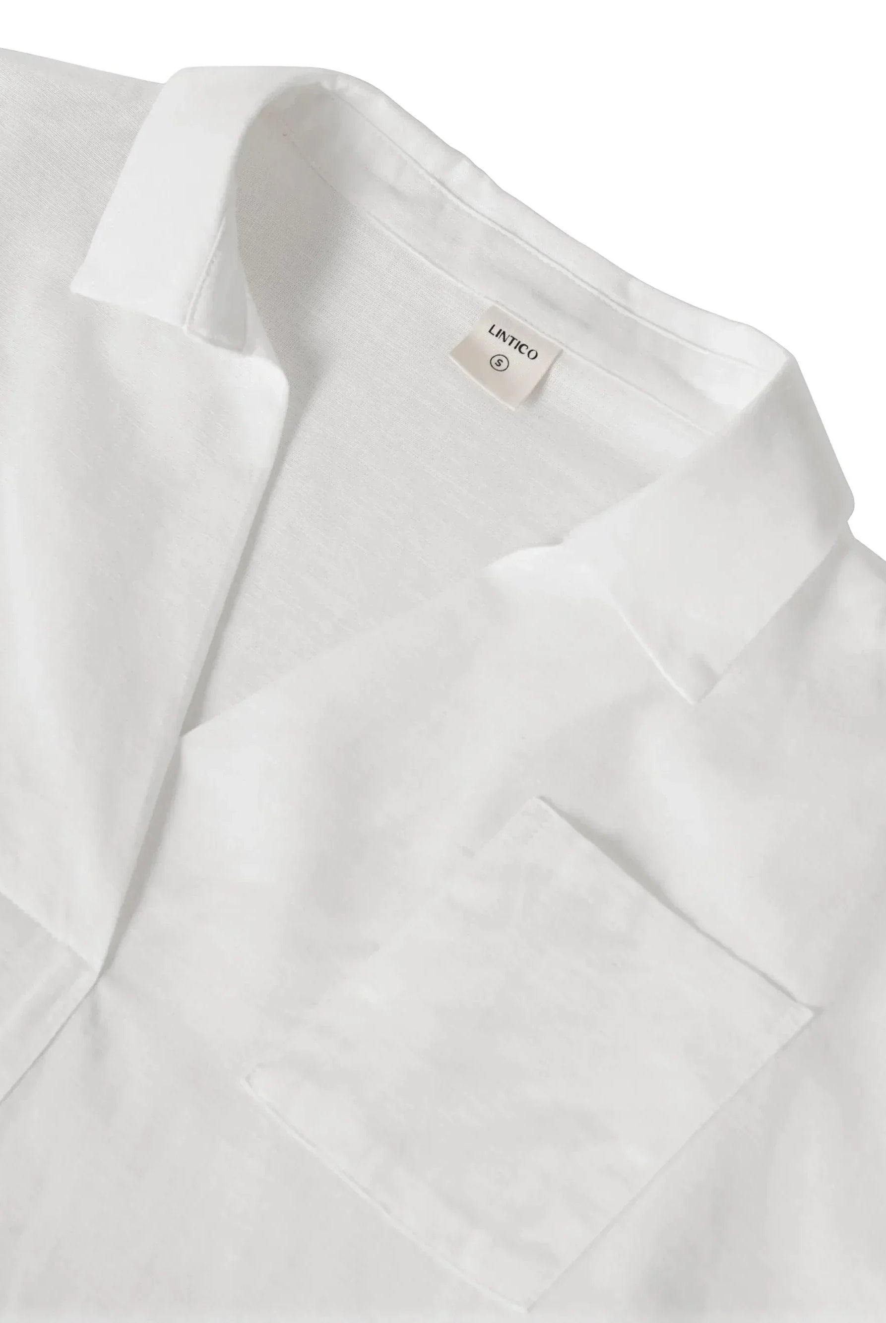 Linen Oversized Fit Pocket Shirt ELOWEN - TOPS-Linen Blouses