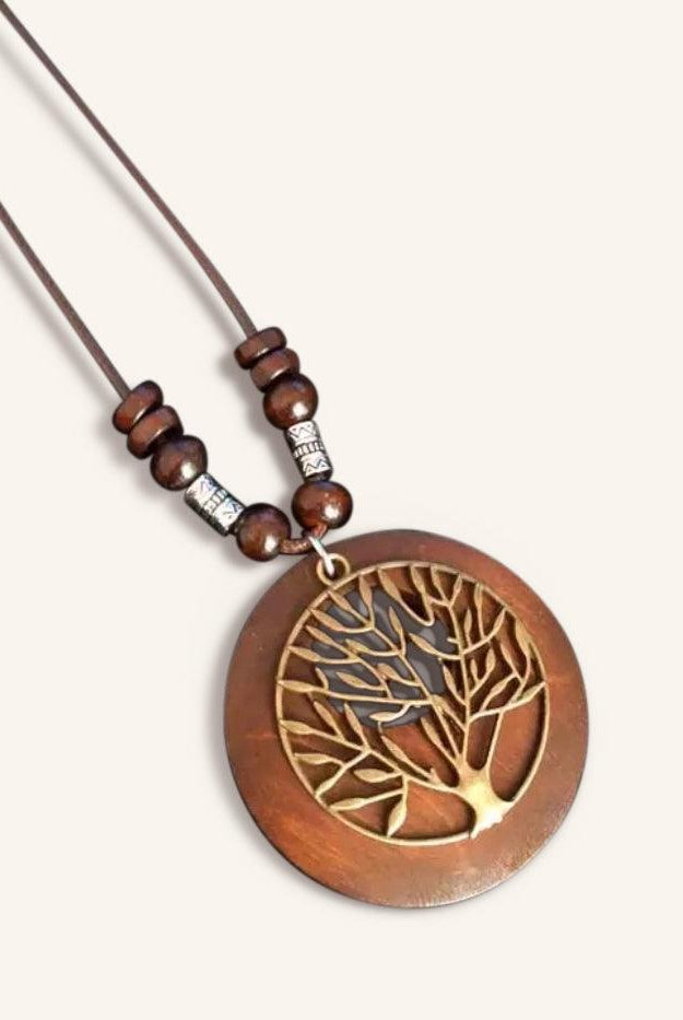 Retro Chic Linen Drape Necklace LOLA - Trees / One-Size - ACCESSORIES-Jewelry
