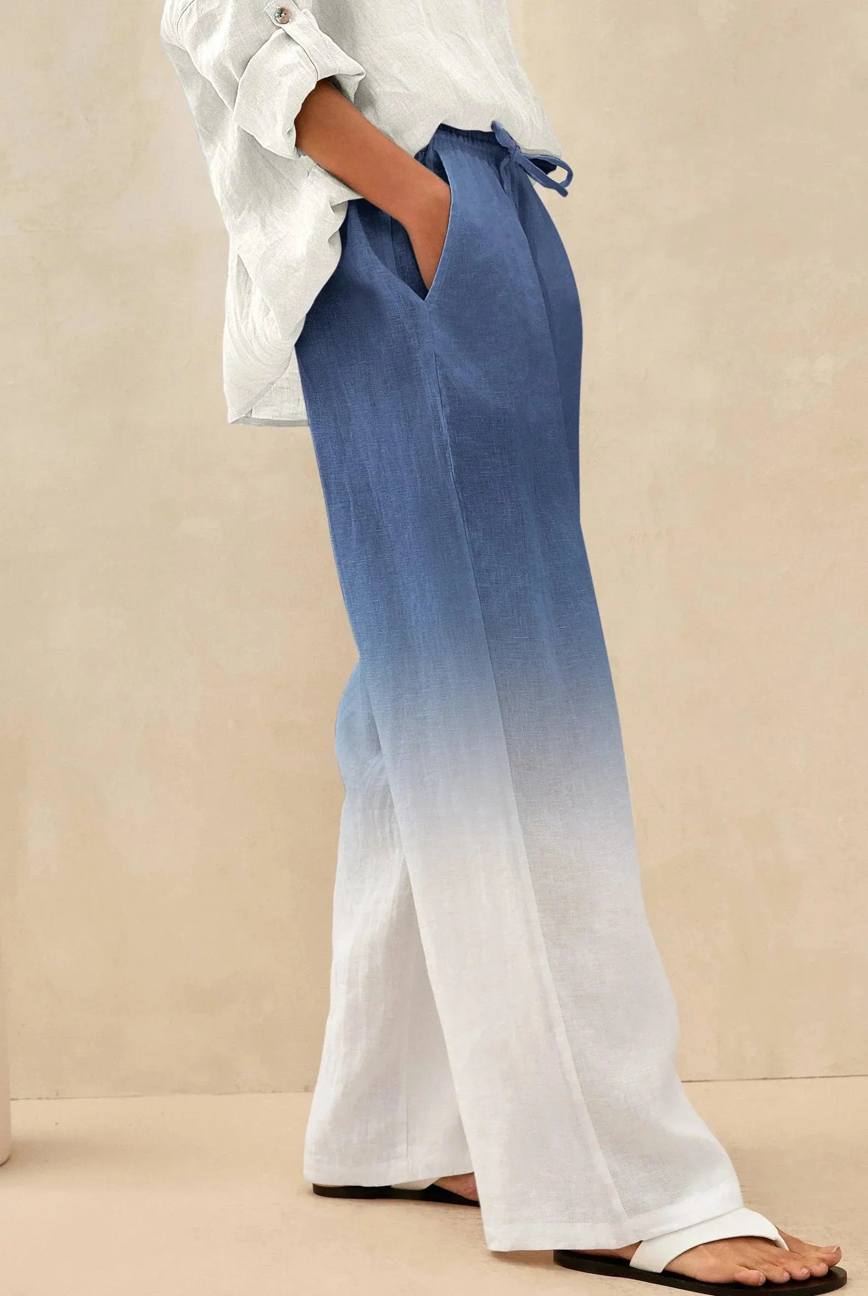 100% Linen Classic Pants LYON - Midnight Blue / S - BOTTOMS-Linen