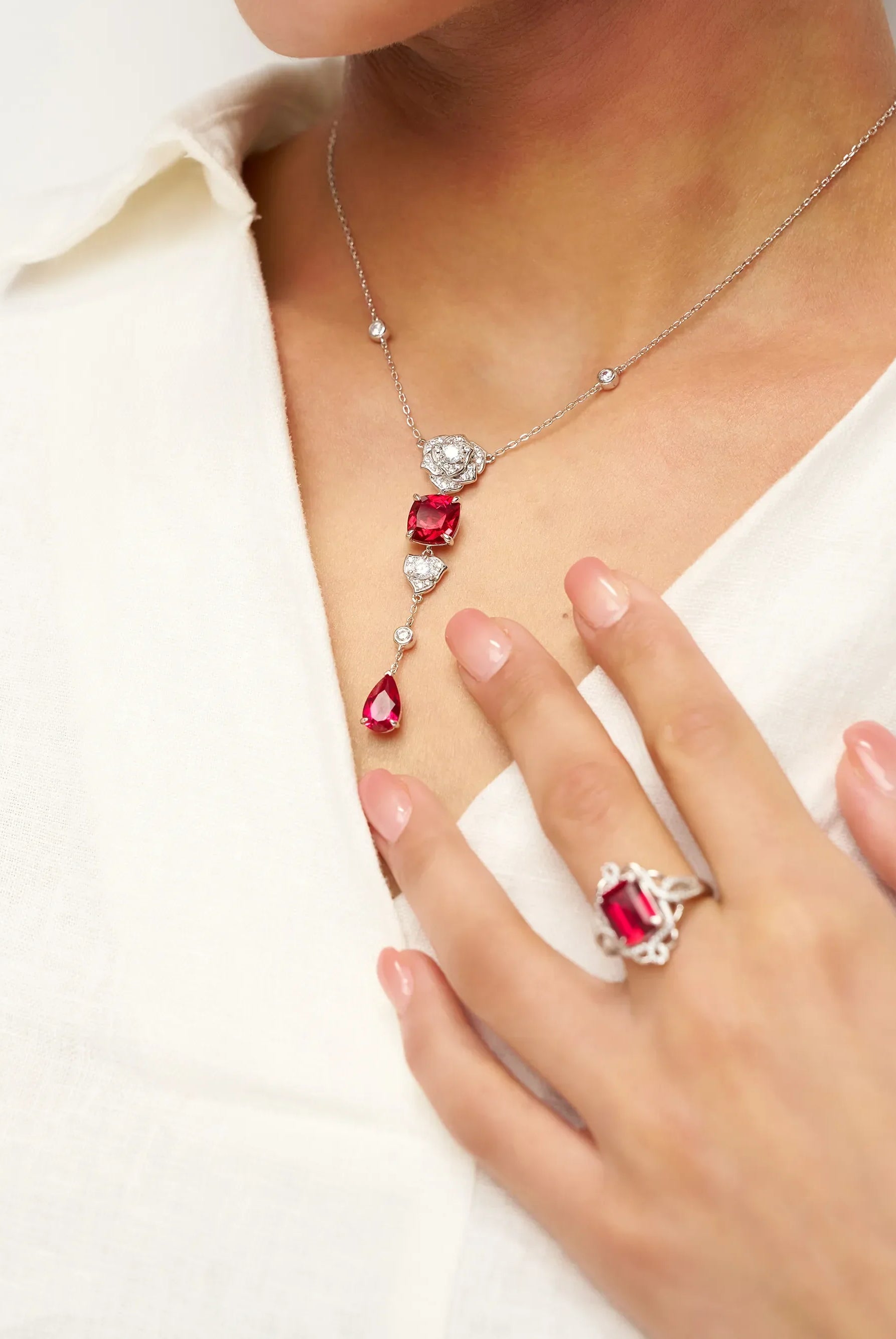 Exquisite Ruby Necklace - Veil - One-Size - ACCESSORIES-Jewelry