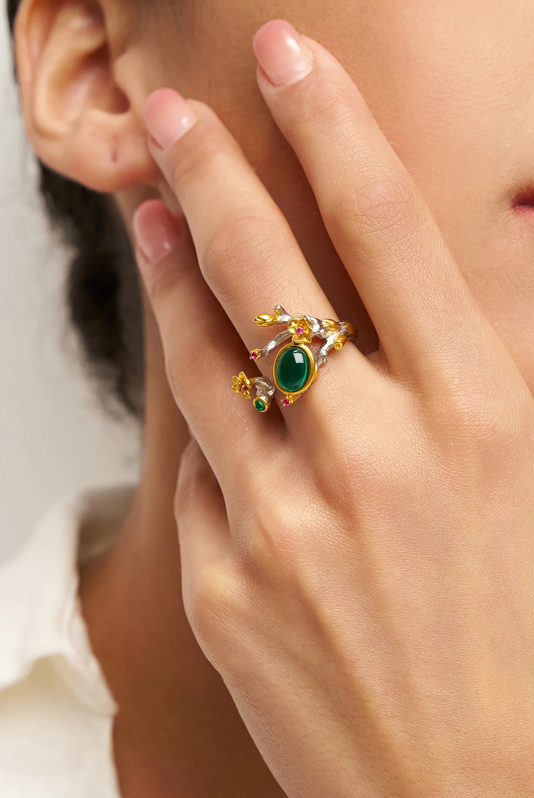 Exquisite Emerald Ring - Enchanted Branch - One-Size - ACCESSORIES-Jewelry