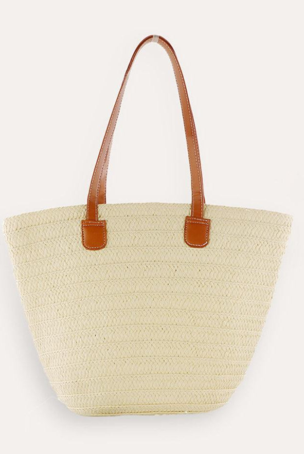 Flat Strap Trapezoid Tote - Beige / One-Size - ACCESSORIES-Bag