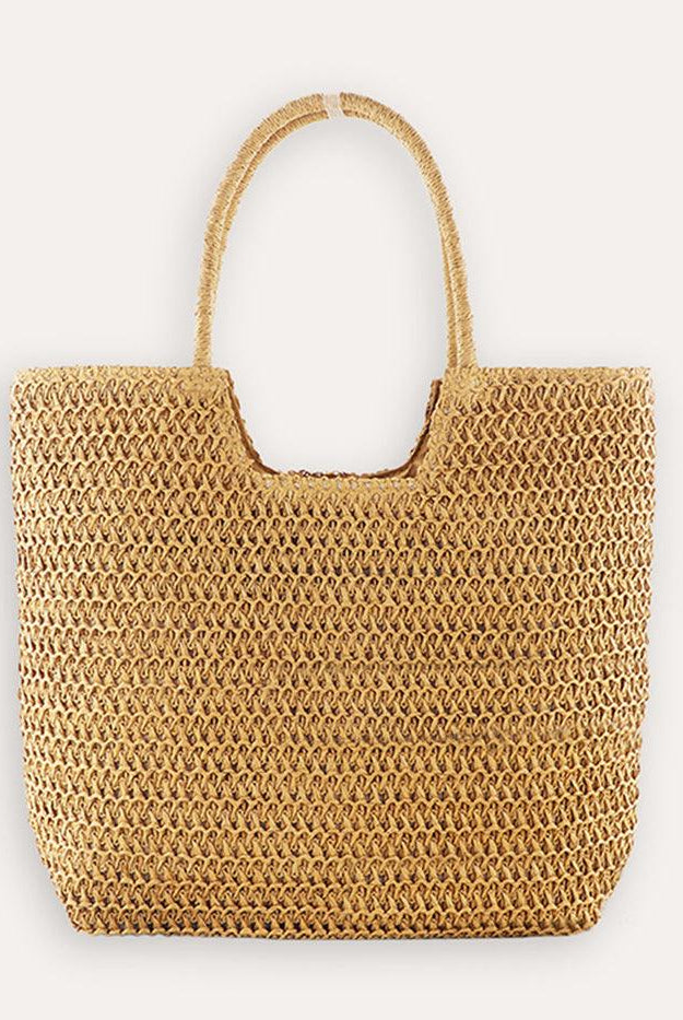 Ring Handle Woven Tote - Light Brown / One-Size - ACCESSORIES-Bag