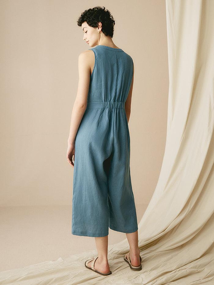 100% Linen V-Neck Jumpsuit - sets & jumpsuits