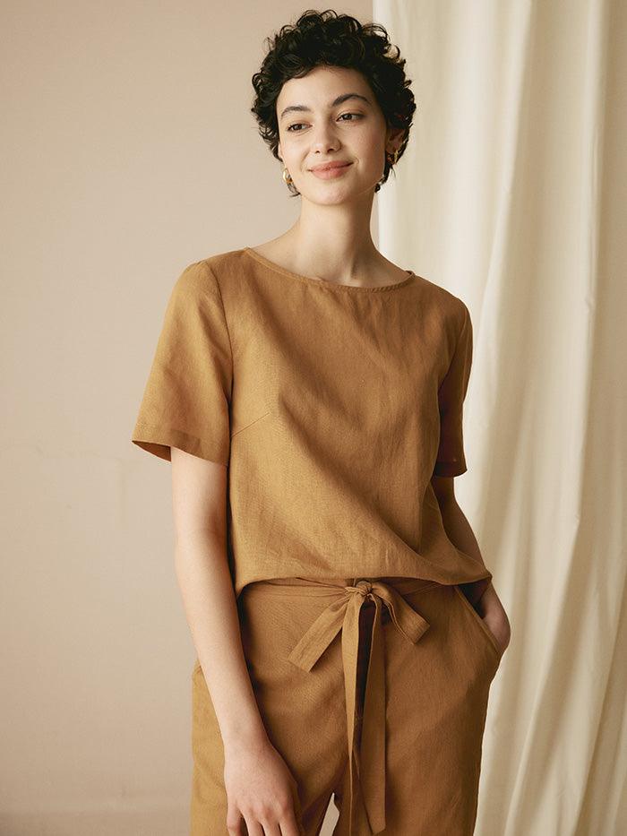 100% Linen Two-Piece Casual Tracksuit - SETS-Linen Sets