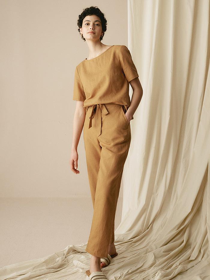 100% Linen Two-Piece Casual Tracksuit - SETS-Linen Sets