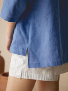 JADE 100% Linen Shawl V-Neck Half Sleeve Top - TOPS-Linen Blouses