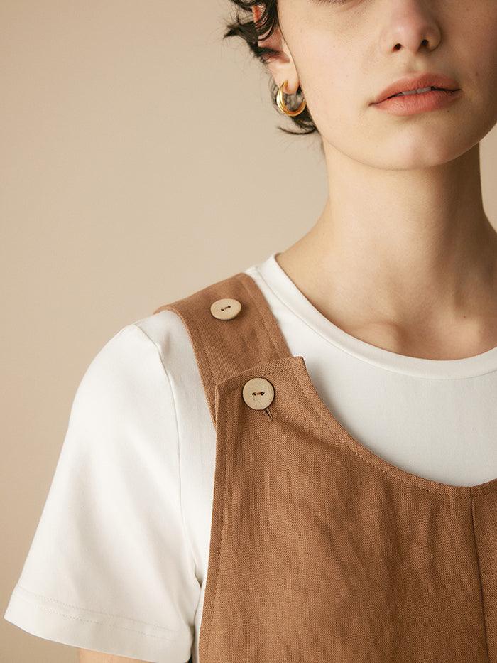 100% Linen U-Neck Short Jumpsuit - sets & jumpsuits