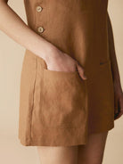 100% Linen U-Neck Short Jumpsuit - sets & jumpsuits