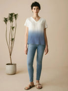 100% Linen Easy Popover V-Neck Boxy Top - TOPS-Linen Blouses