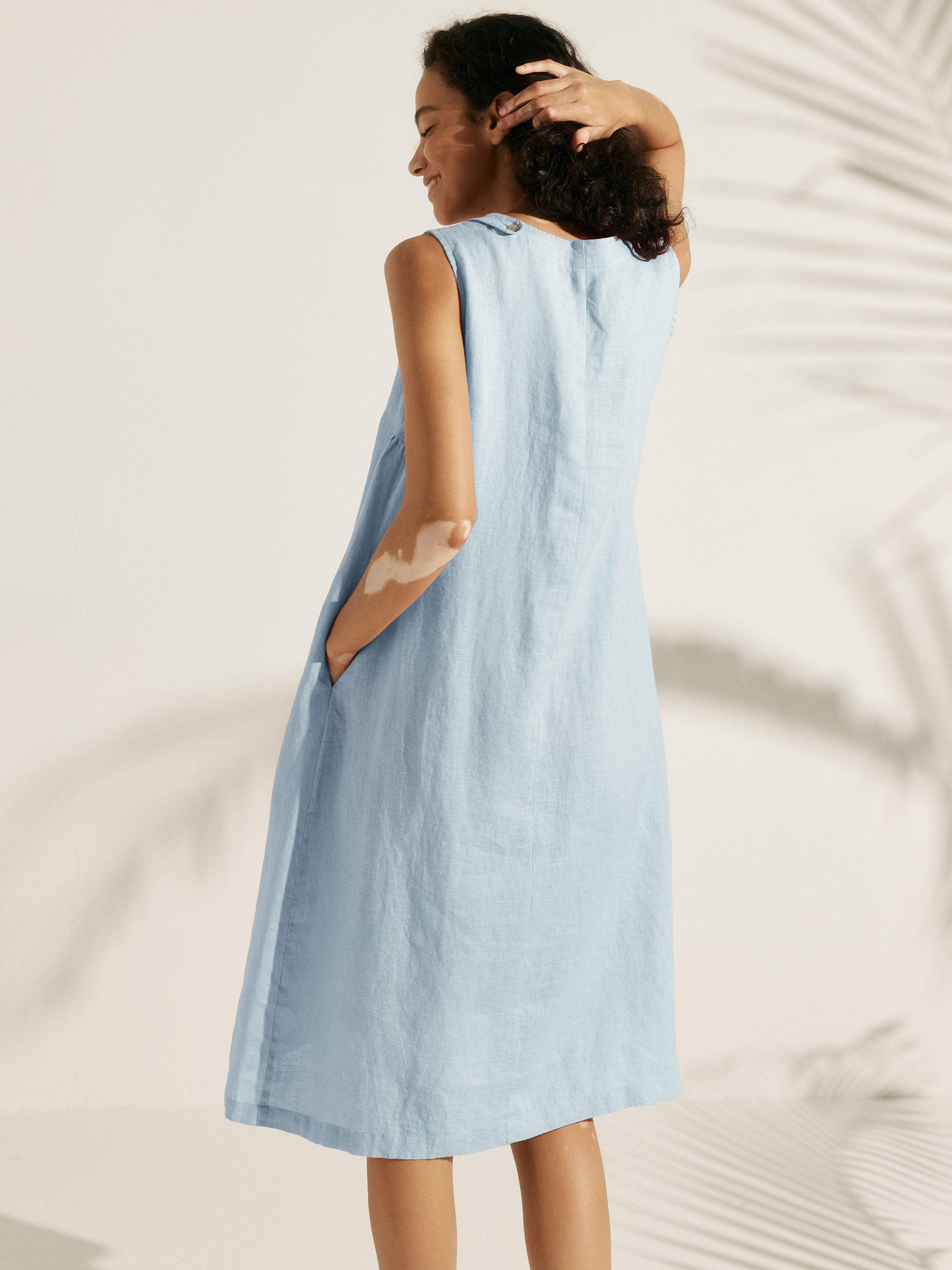 100% Linen Lightweight Sleeveless Dress SIENNA - DRESSES-Linen Midi