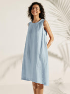 100% Linen Lightweight Sleeveless Dress SIENNA - DRESSES-Linen Midi