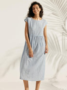 100% Linen Cap Sleeve Washed Maxi Dress JOAN - DRESSES-Linen