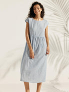 JOAN 100% Linen Cap Sleeve Washed Maxi Dress - DRESSES-Linen