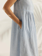 100% Linen Cap Sleeve Washed Maxi Dress JOAN - DRESSES-Linen