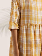 100% Linen A-Line Midi Dress VALENCIA - DRESSES-Linen