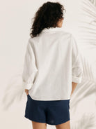 Linen Oversized Fit Pocket Shirt ELOWEN - TOPS-Linen Blouses