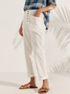 Linen Simple Button Fly Trousers HEIDI - BOTTOMS-Linen Pants