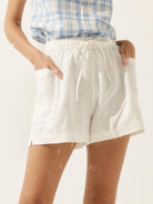 100% Linen Utility Side Pocket Short - BOTTOMS-Linen Shorts