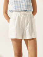 100% Linen Utility Side Pocket Short - Optic White / S - BOTTOMS-Linen Shorts