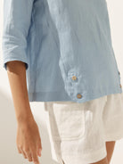 Linen Round Soft-Fold Collar Top ANAIS - TOPS-Linen Blouses