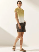 Linen Cutout Turtleneck Top - TOPS-Linen Blouses