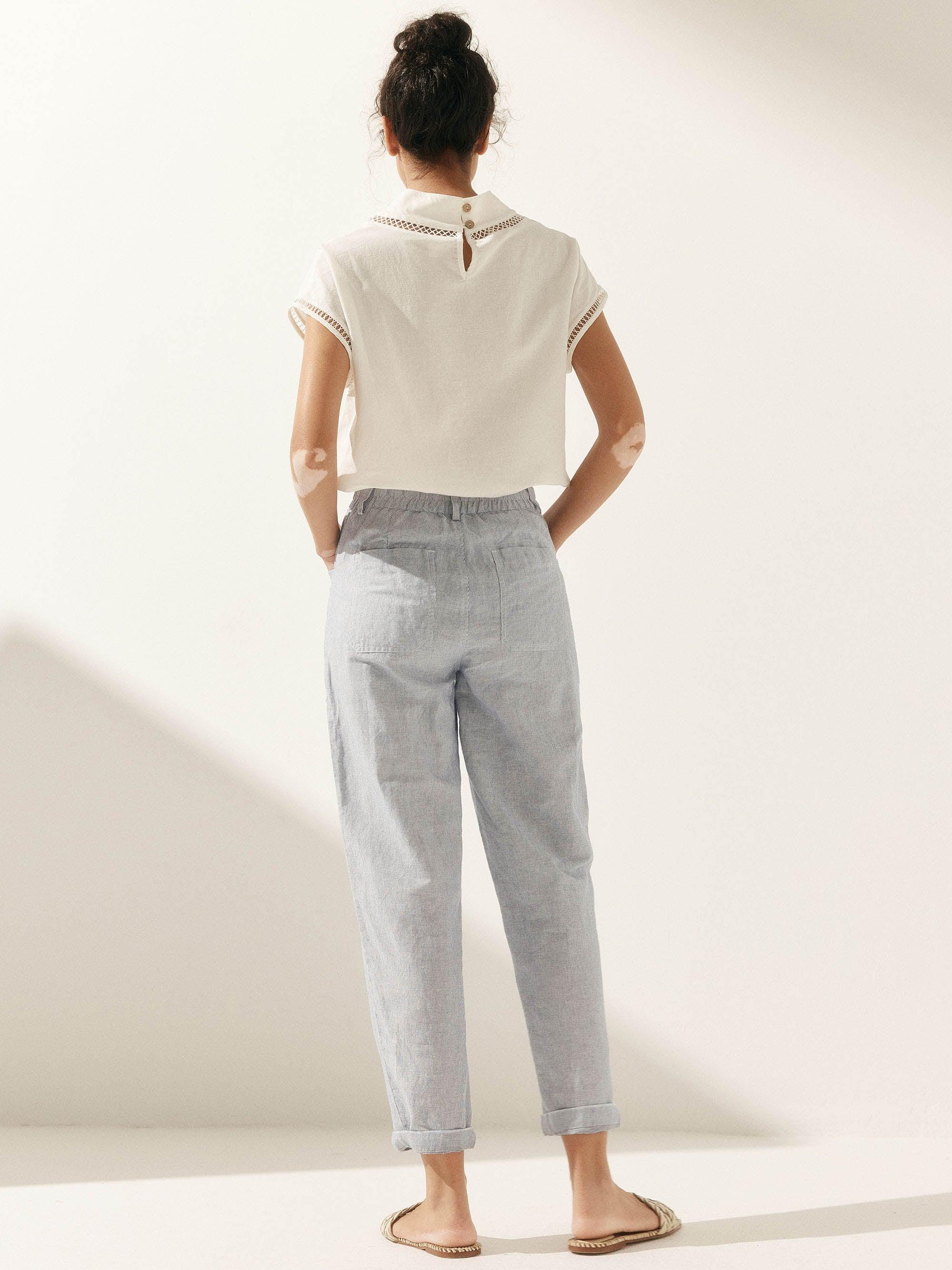 Linen Simple Button Fly Trousers HEIDI - BOTTOMS-Linen Pants
