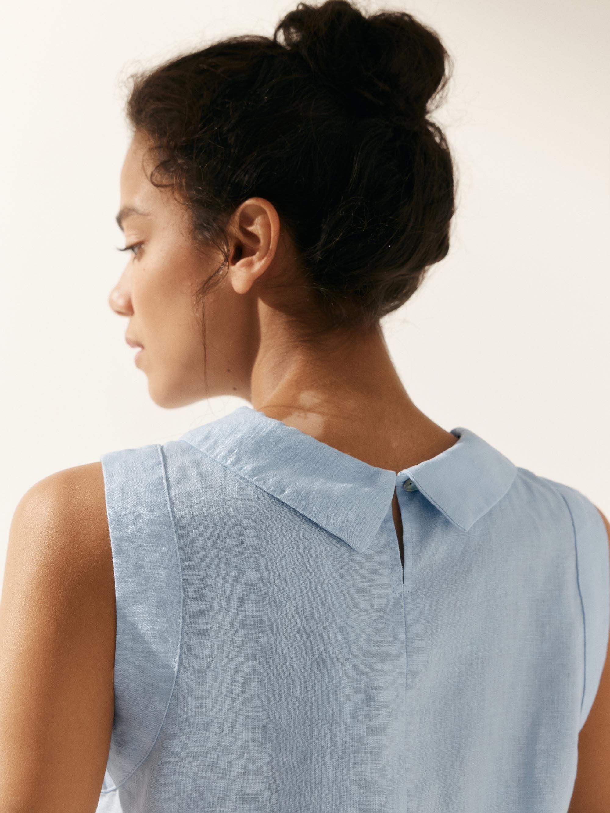 100% Linen Draped Collar Tank Top JACQUELINE - TOPS-Linen Tanks