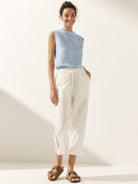 100% Linen Draped Collar Tank Top JACQUELINE - TOPS-Linen Tanks