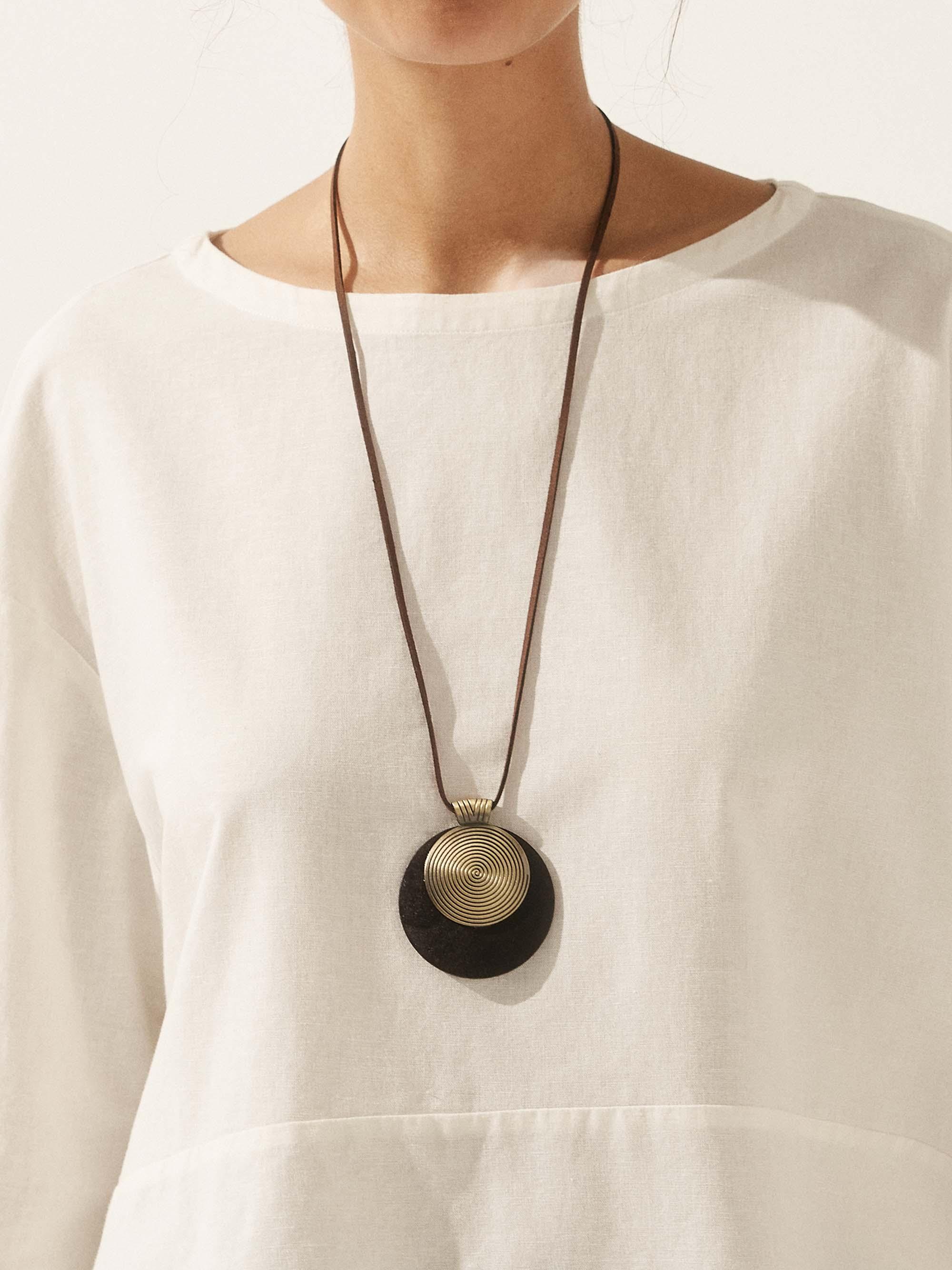 Vintage Wooden Rings Long Necklace - ACCESSORIES-Jewelry